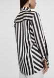 LS2415017-Black-White-Flowing striped shirt