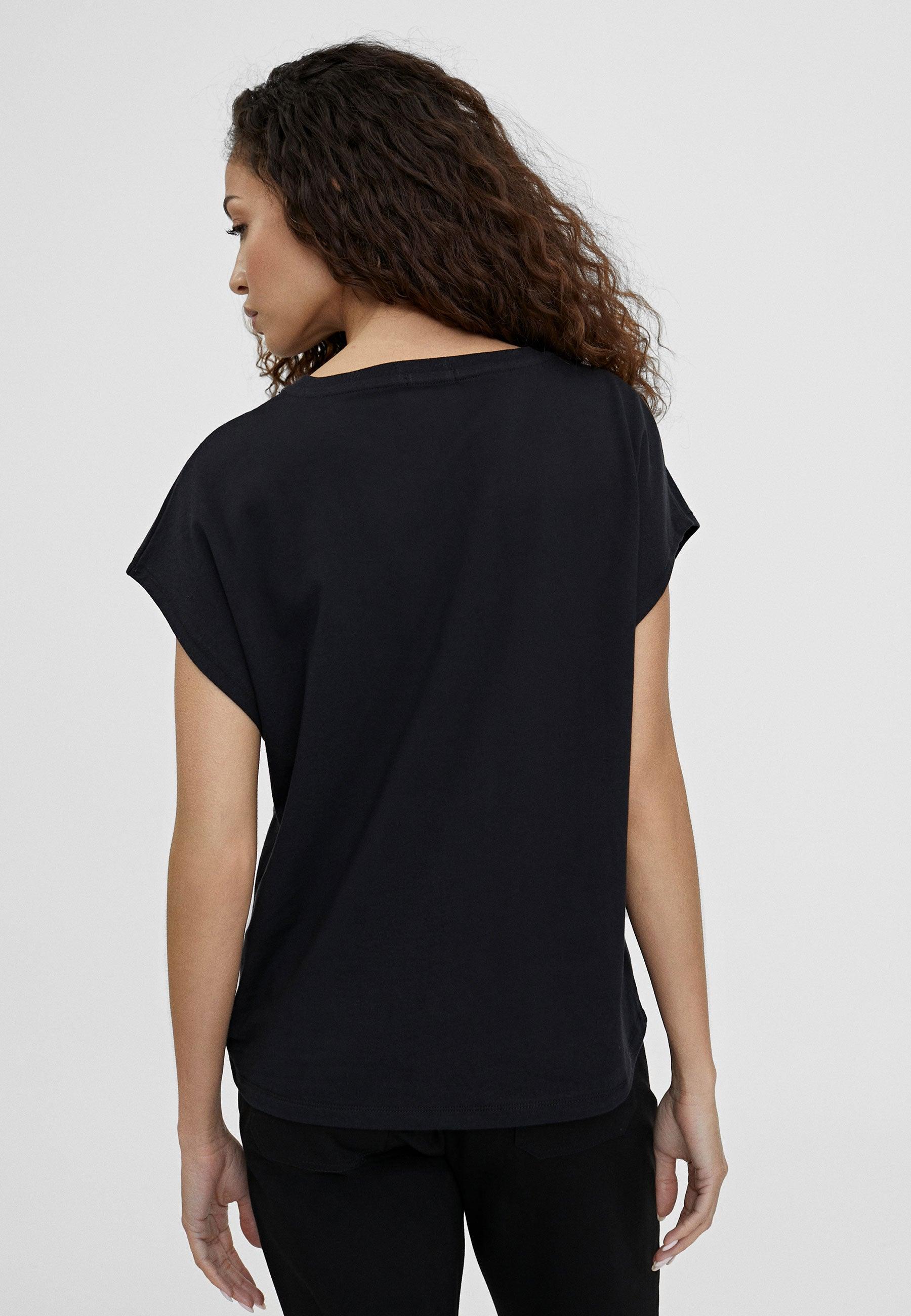 LS2415041-Black-T-shirt with front detail