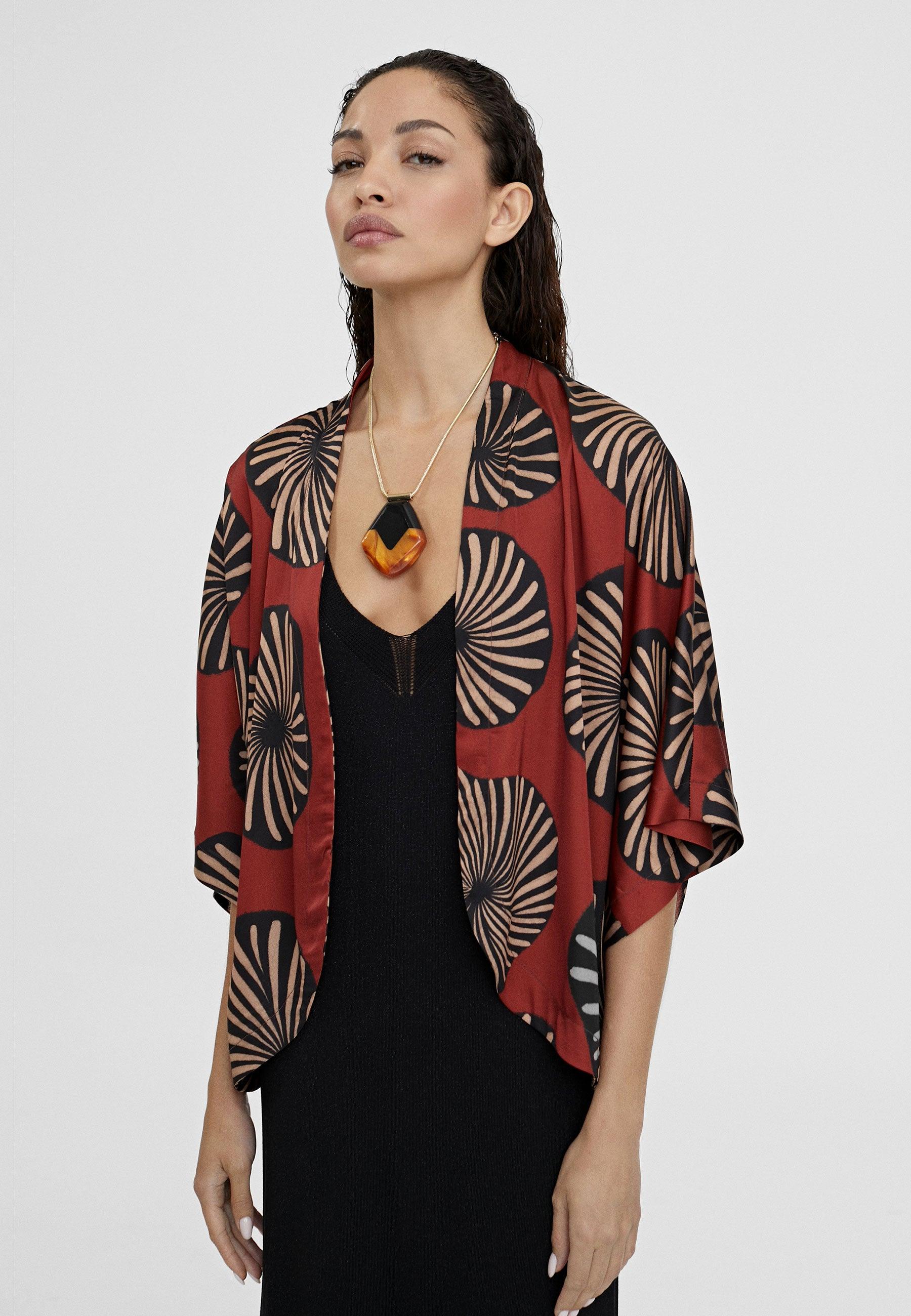 LS2415044-Red-Black-Flowing printed bolero