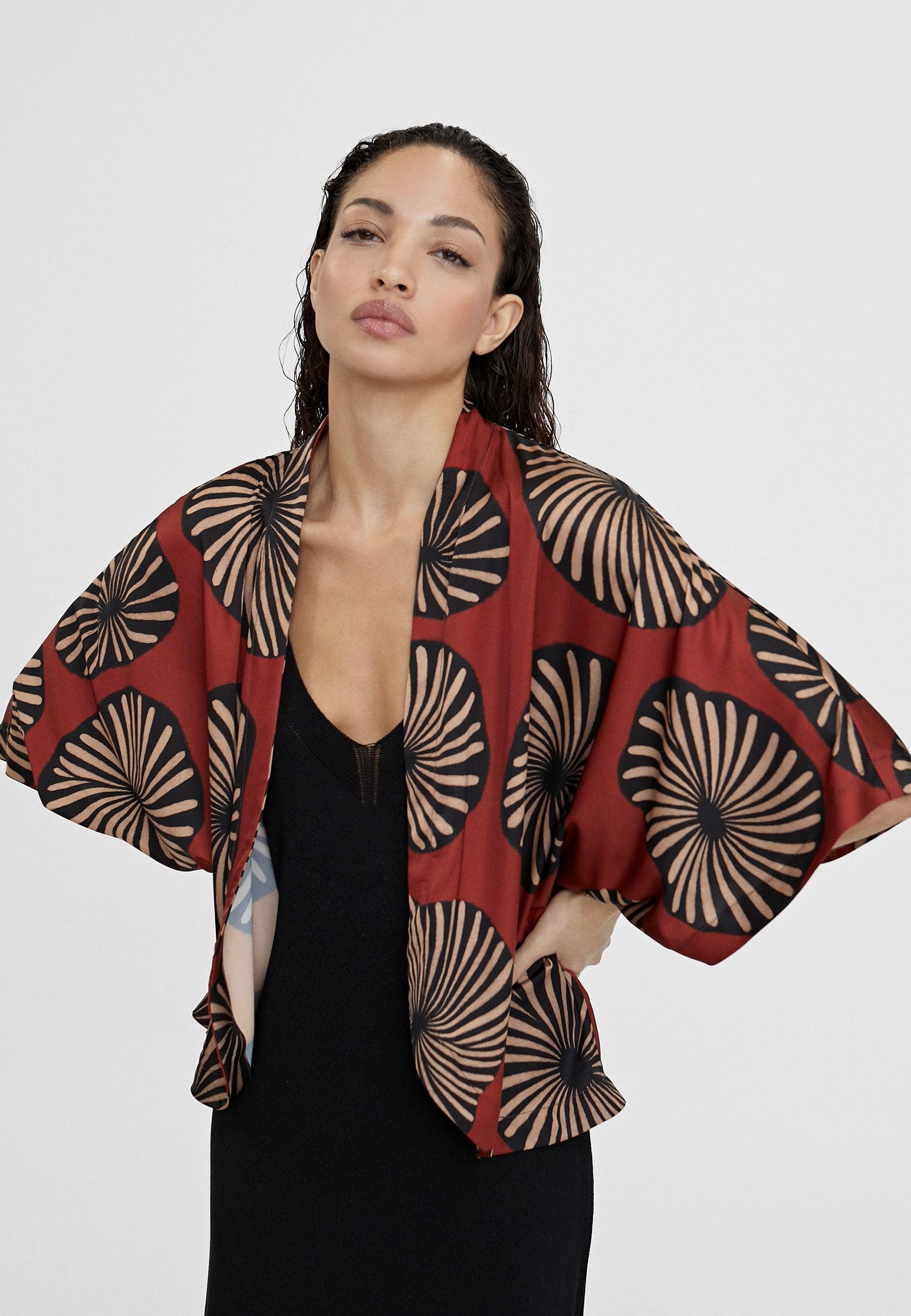 LS2415044-Red-Black-Flowing printed bolero