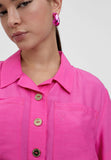 LS2415046-Fuchsia-Flowing shirt with pockets