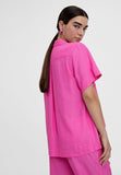 LS2415046-Fuchsia-Flowing shirt with pockets