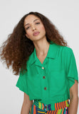 LS2415046-Green-Flowing shirt with pockets