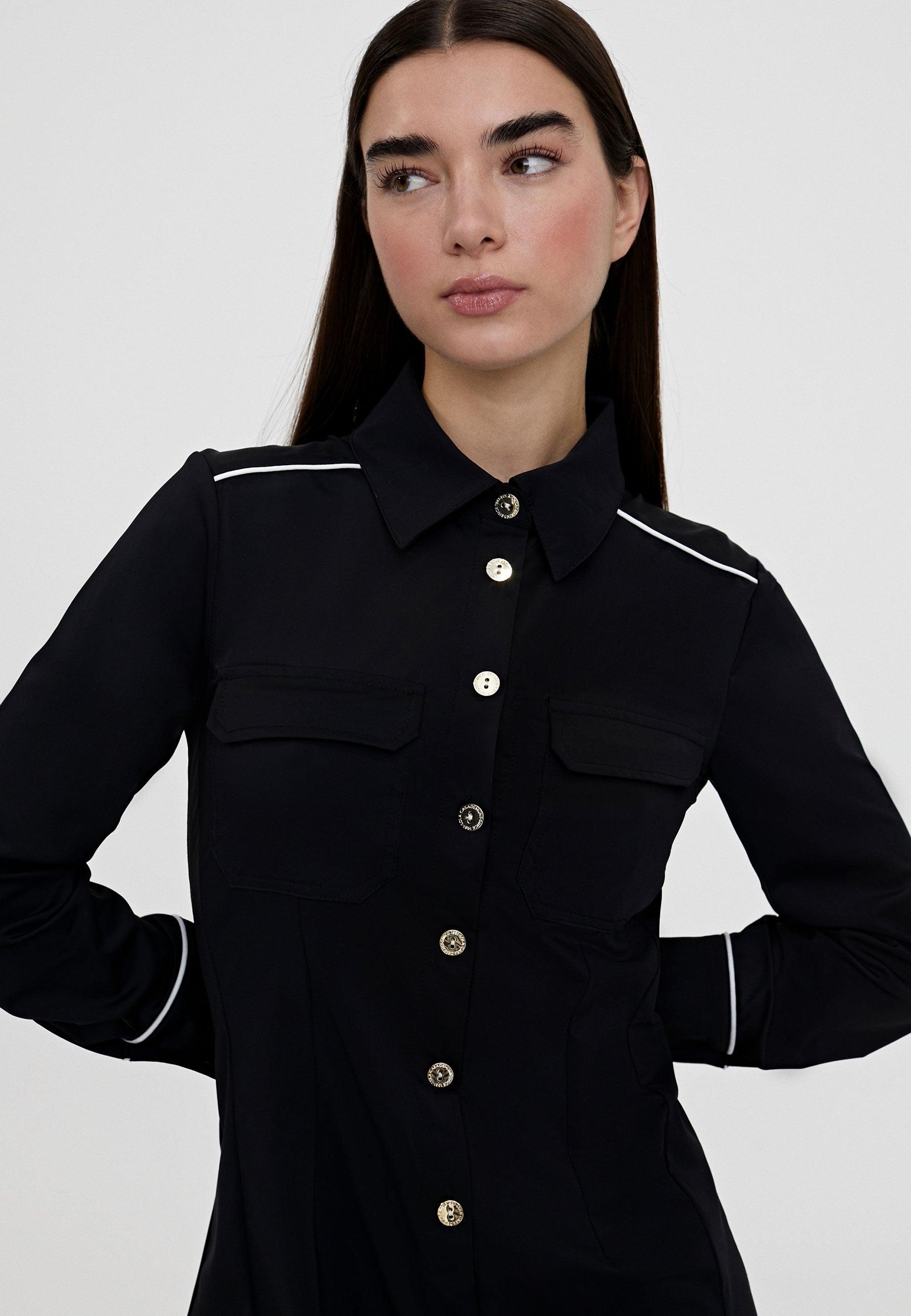 LS2416015-Black-Fitted shirt dress