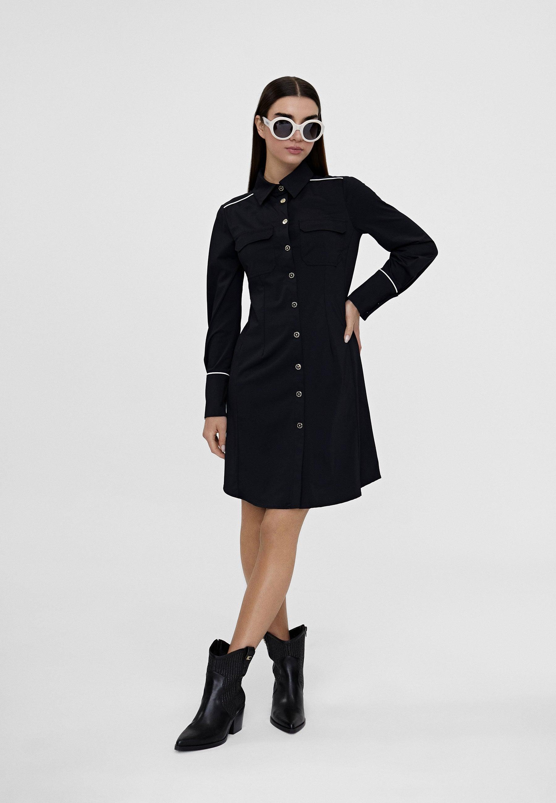 LS2416015-Black-Fitted shirt dress