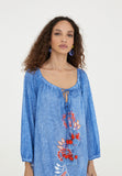 LS2416028-Electric-Blue-Long embroidered caftan