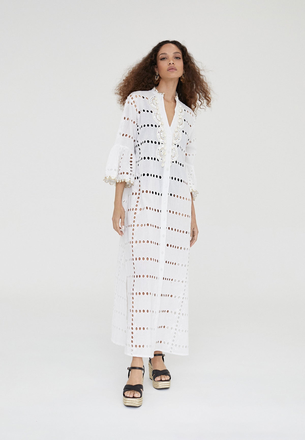 LS2416029-White-Long embroidered caftan