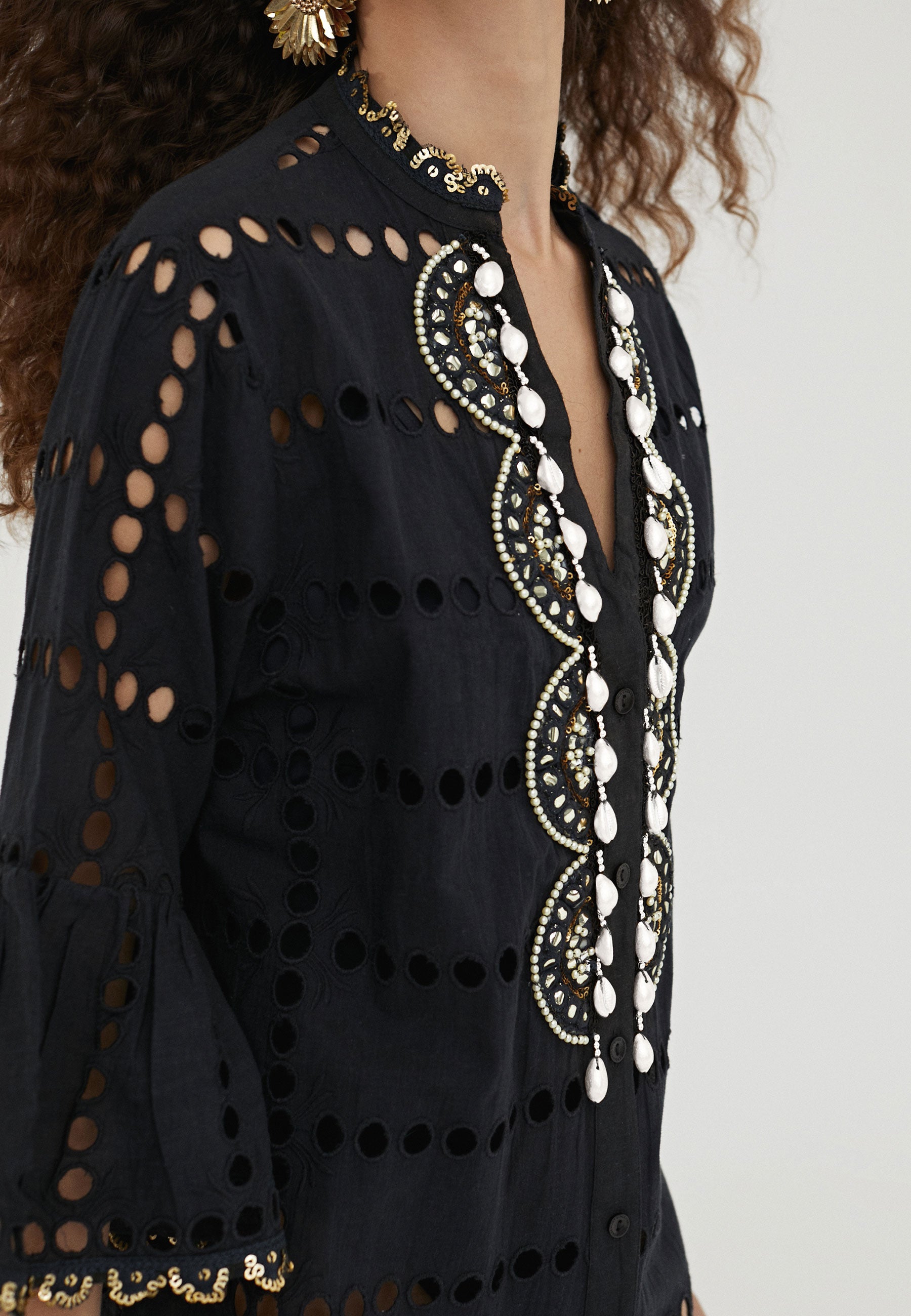 LS2416029-Black-Long embroidered caftan