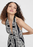 LS2416030-Black-White-Halter ethnic print dress