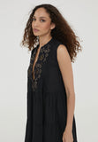 LS2416032-Black-Short embroidered caftan