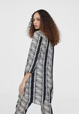 LS2416034-Black-White-Short ethnic print caftan