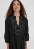 LS2416035-Black-Long embroidered caftan