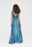 LS2416047-Turquoise-Long animal print dress