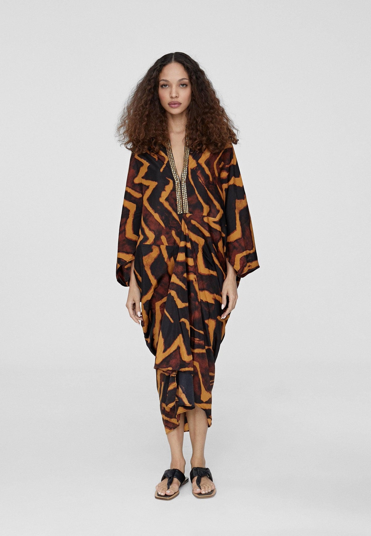 LS2416052-Black-Brown-Zebra print kimono