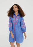 LS2416059-Electric-Blue-Short embroidered caftan