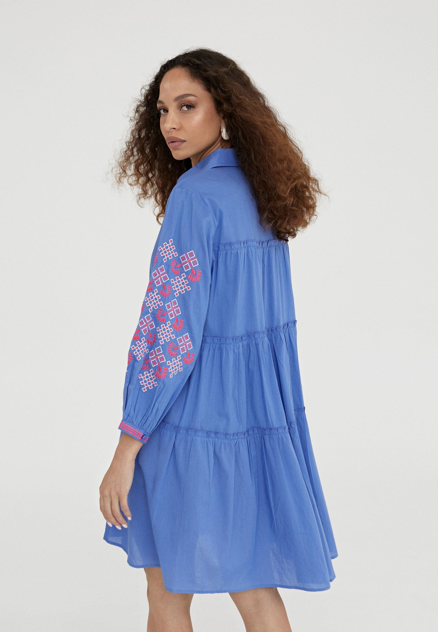 LS2416059-Electric-Blue-Short embroidered caftan