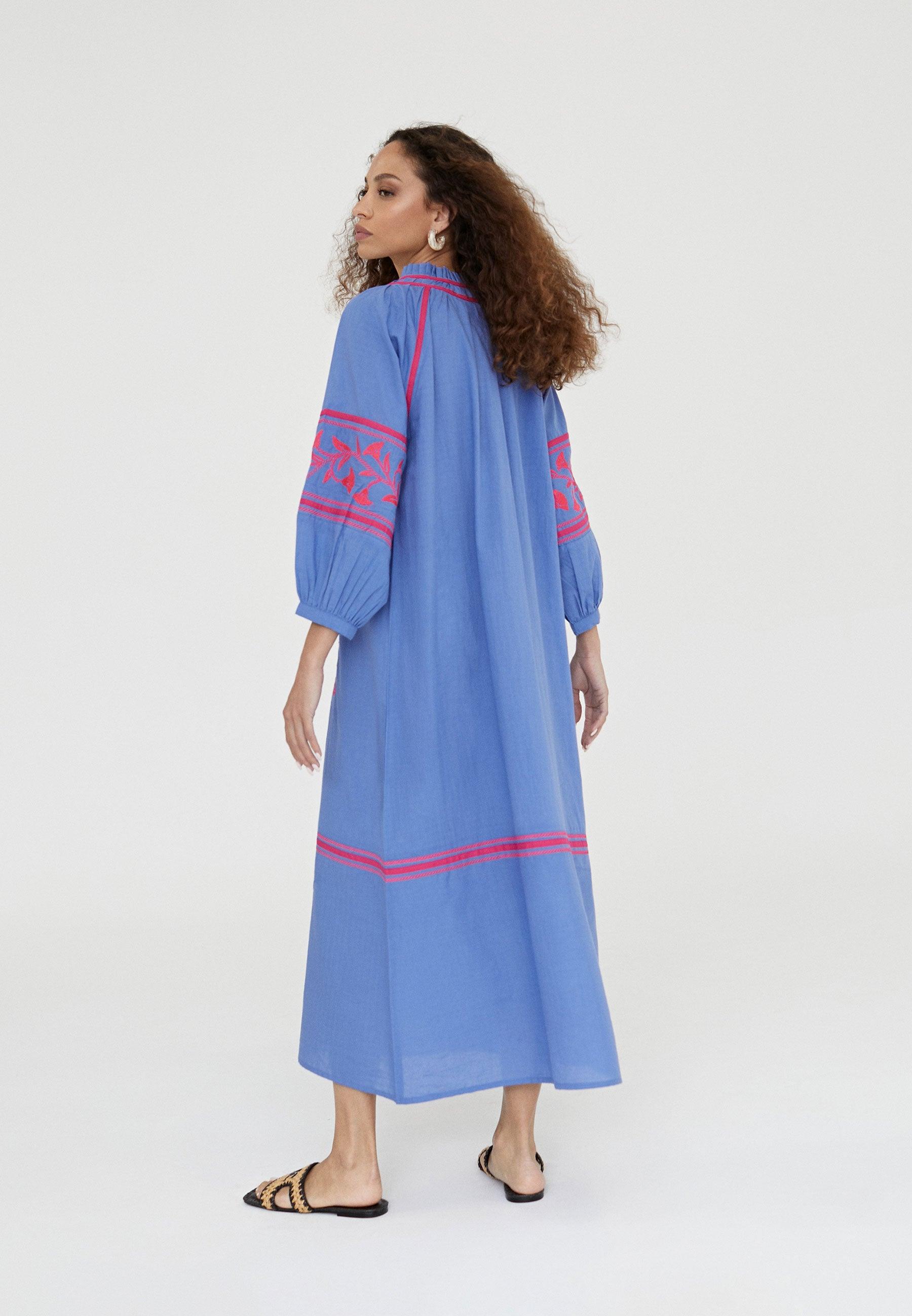 LS2416061-Electric-Blue-Long embroidered caftan