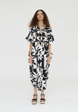 LS2416066-Black-White-Ruffled printed caftan