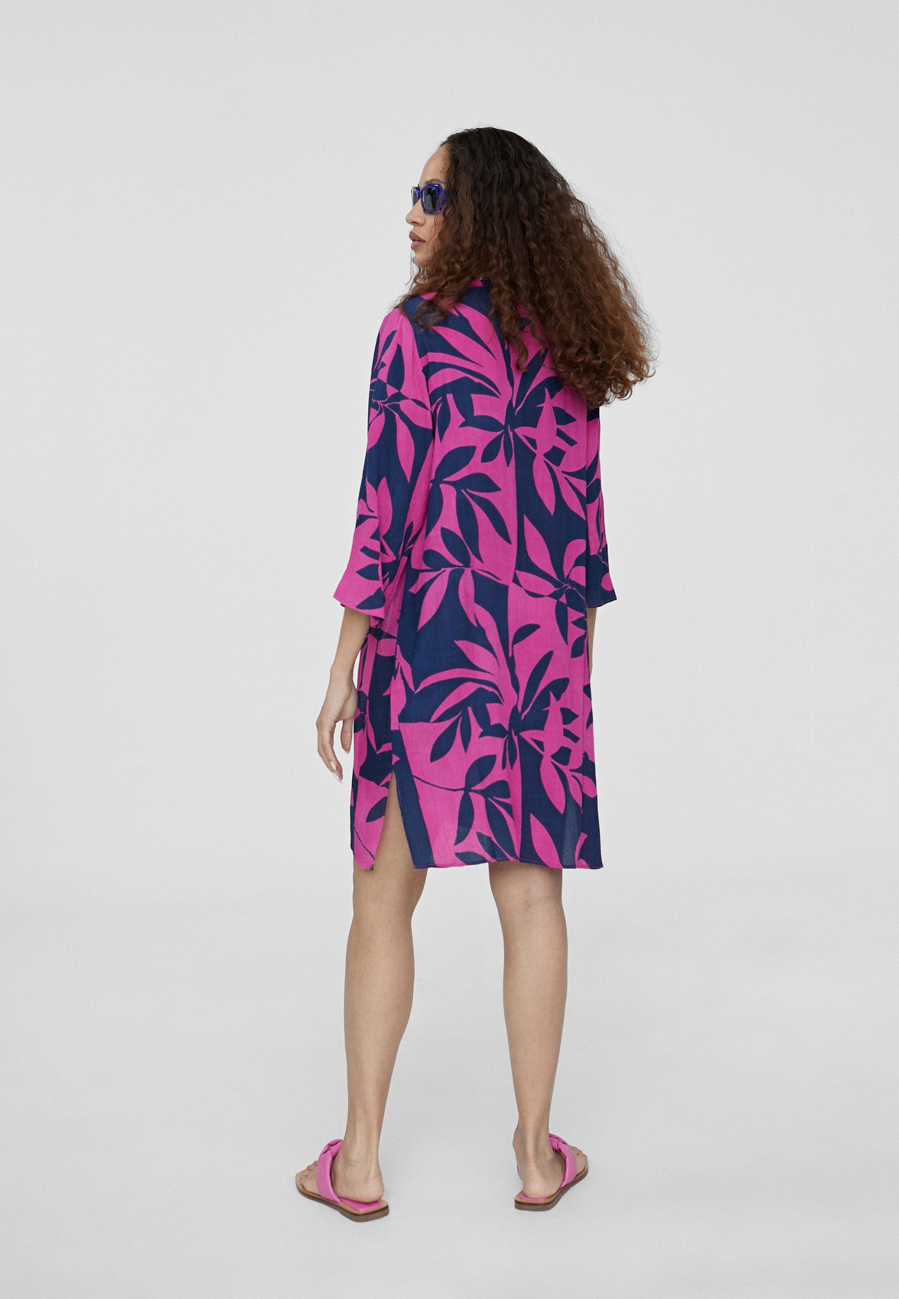 LS2416077-Red-Pink-Short printed caftan