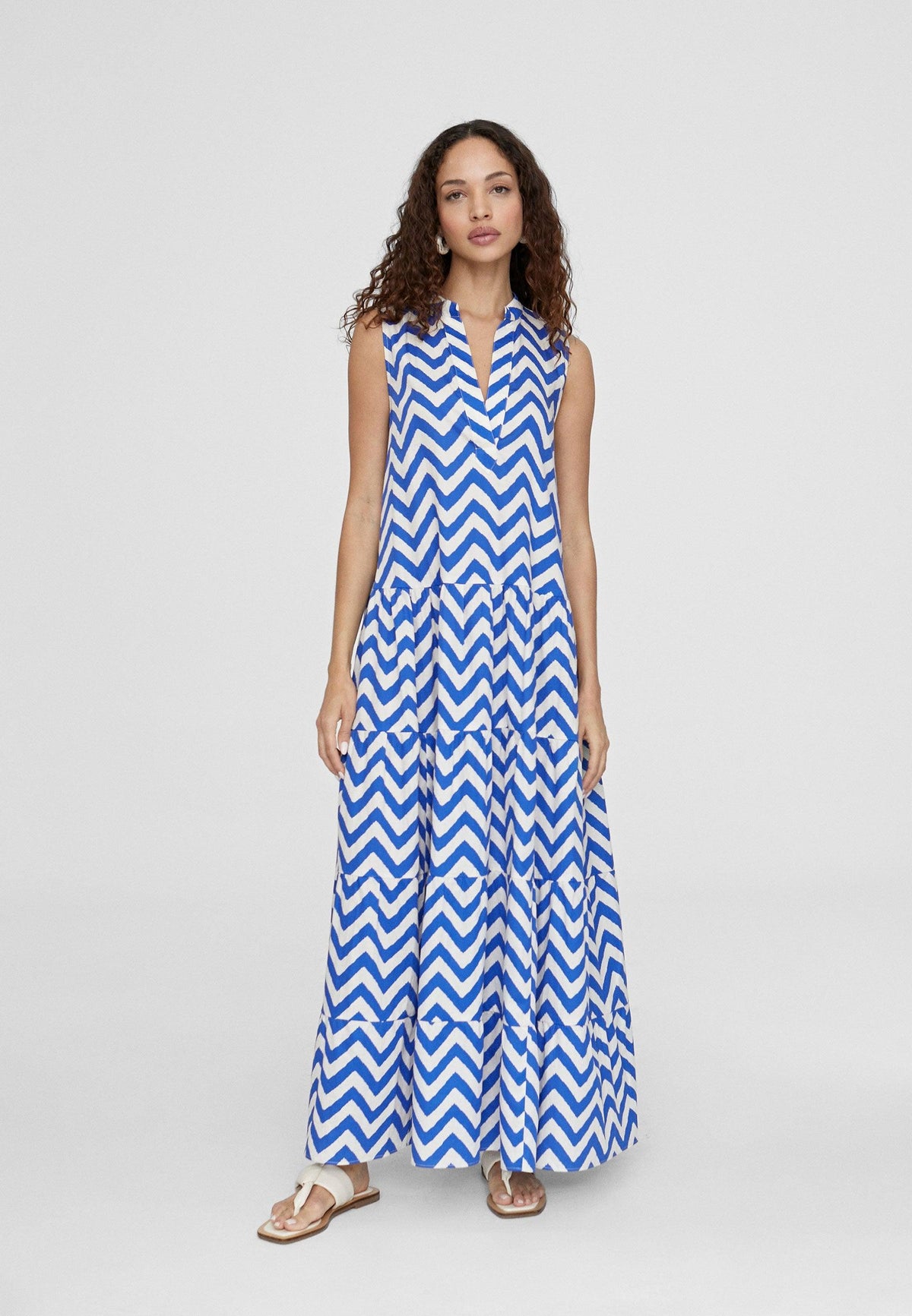 LS2416079-Blue-White-Long two-tone dress