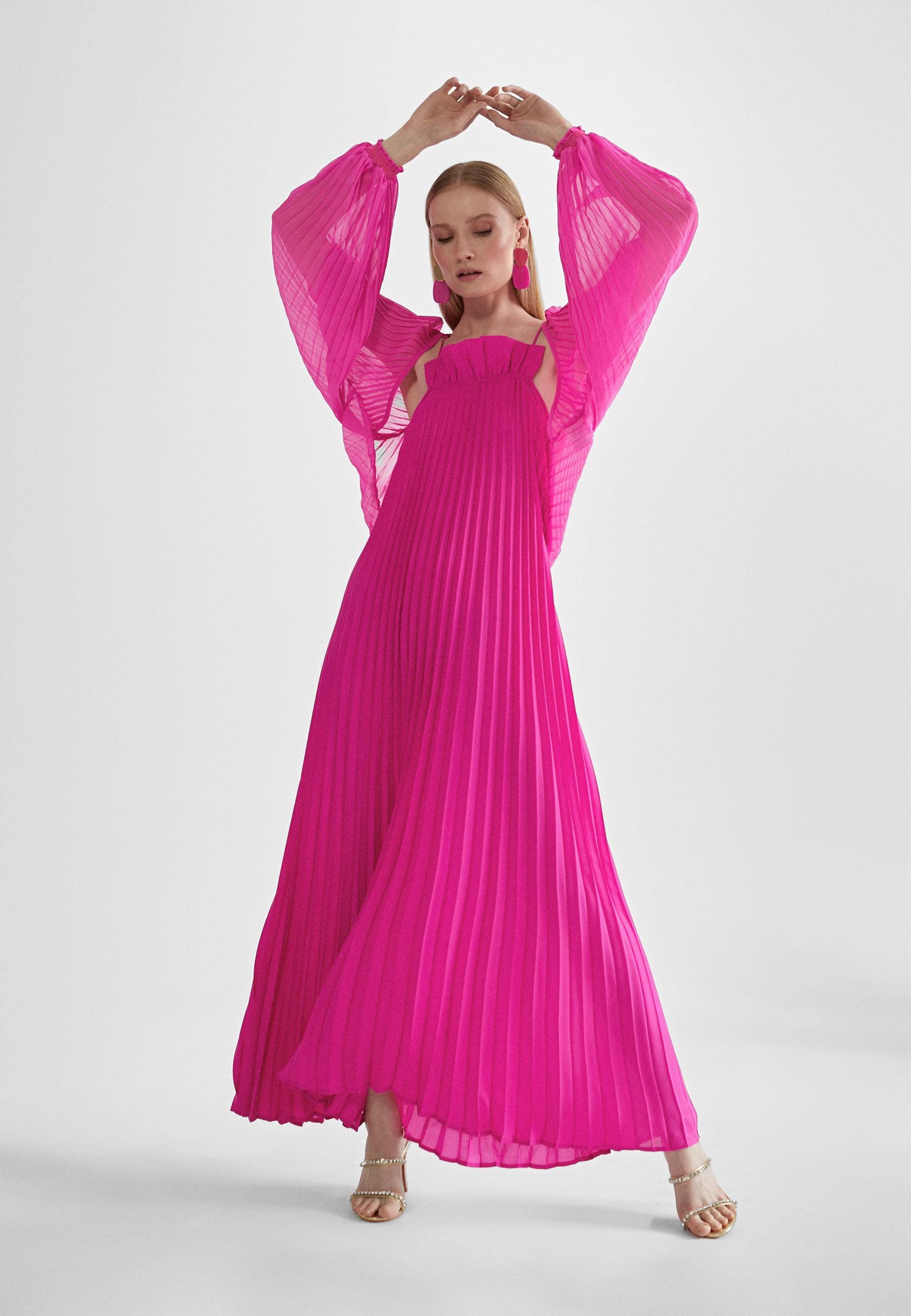 MS2402001-Fuchsia-Pleated bolero