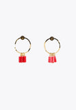 MS2403004-Coral-Natural stone hoop earrings