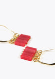 MS2403004-Coral-Natural stone hoop earrings