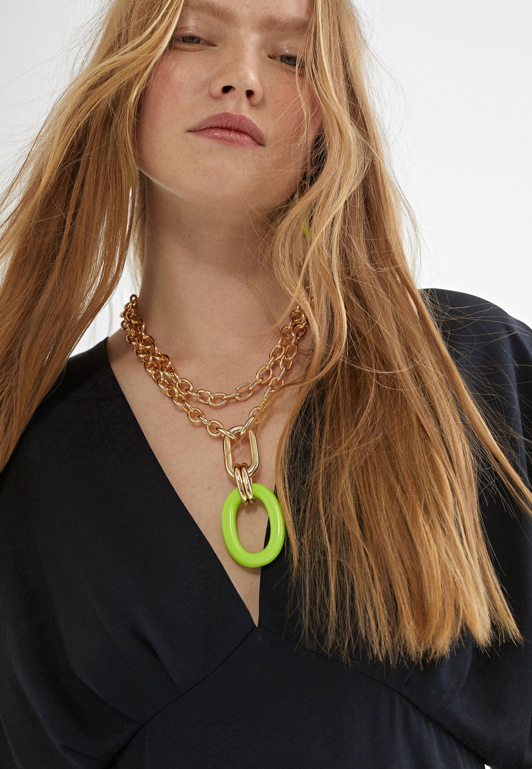 MS2403012-Lime-Double-chain and pendant necklace