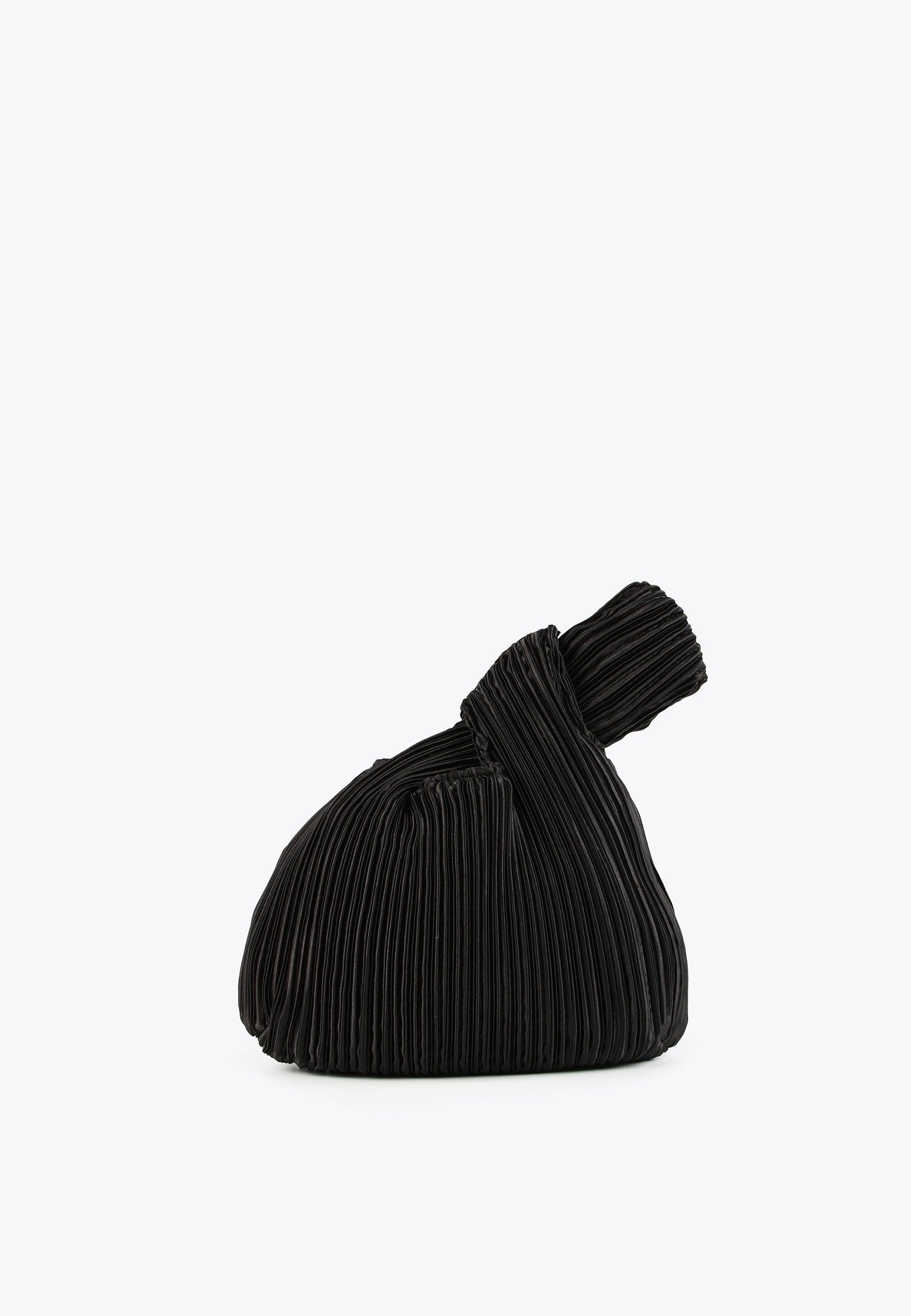 MS2404005-Black-Pleated sateen evening bag