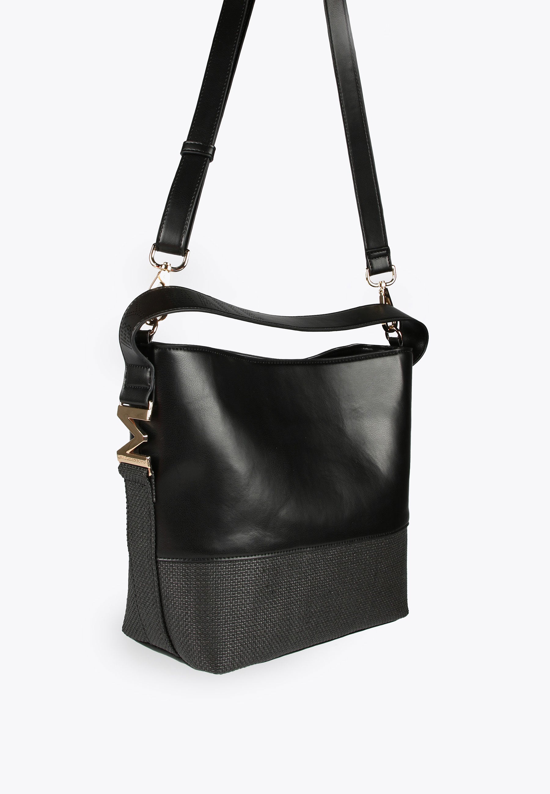 MS2404013-Black-Crossbody bag in contrasting materials