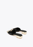 MS2405006-Black-Sateen sandals with golden maxi M