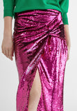 MS2408001-Pink-Sequinned skirt with slit