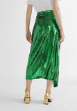 MS2408001-Green-Sequinned skirt with slit