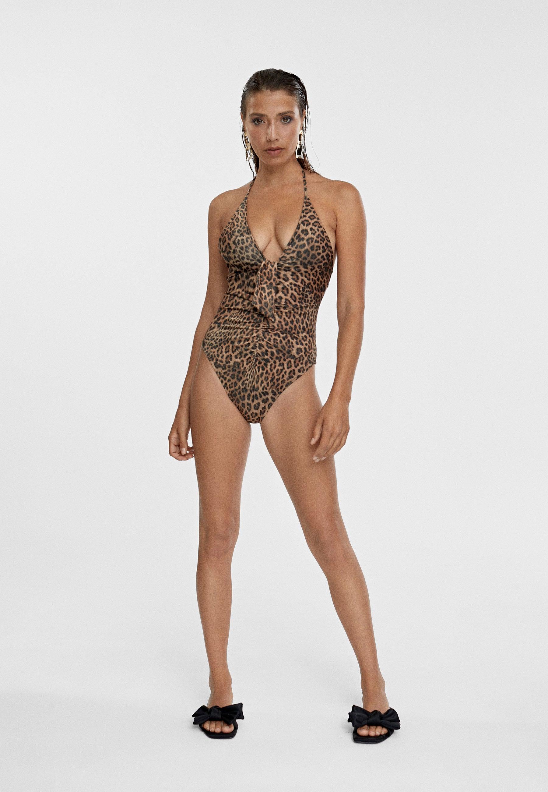 MS2410002-Black-Brown-Lurex print swimsuit