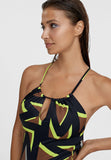 MS2410003-Black-Green-Maxi logo printed swimsuit