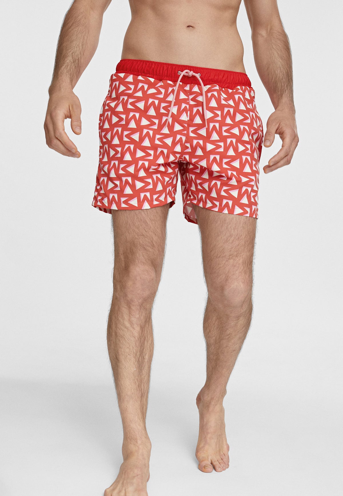 MS2410013-Black-Red-Men's multi logo swimsuit