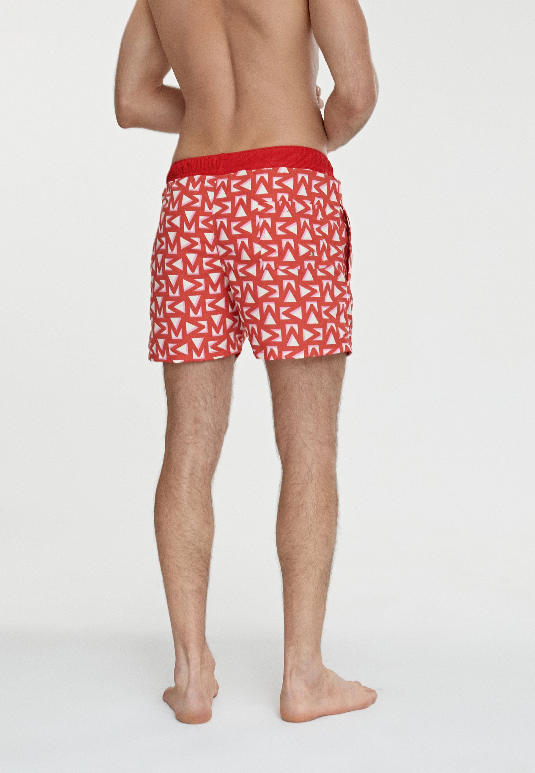 MS2410013-Black-Red-Men's multi logo swimsuit