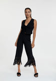 MS2414001-Black-Fringed knit trousers