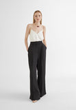 MS2414002-Black-Flowing darted trousers