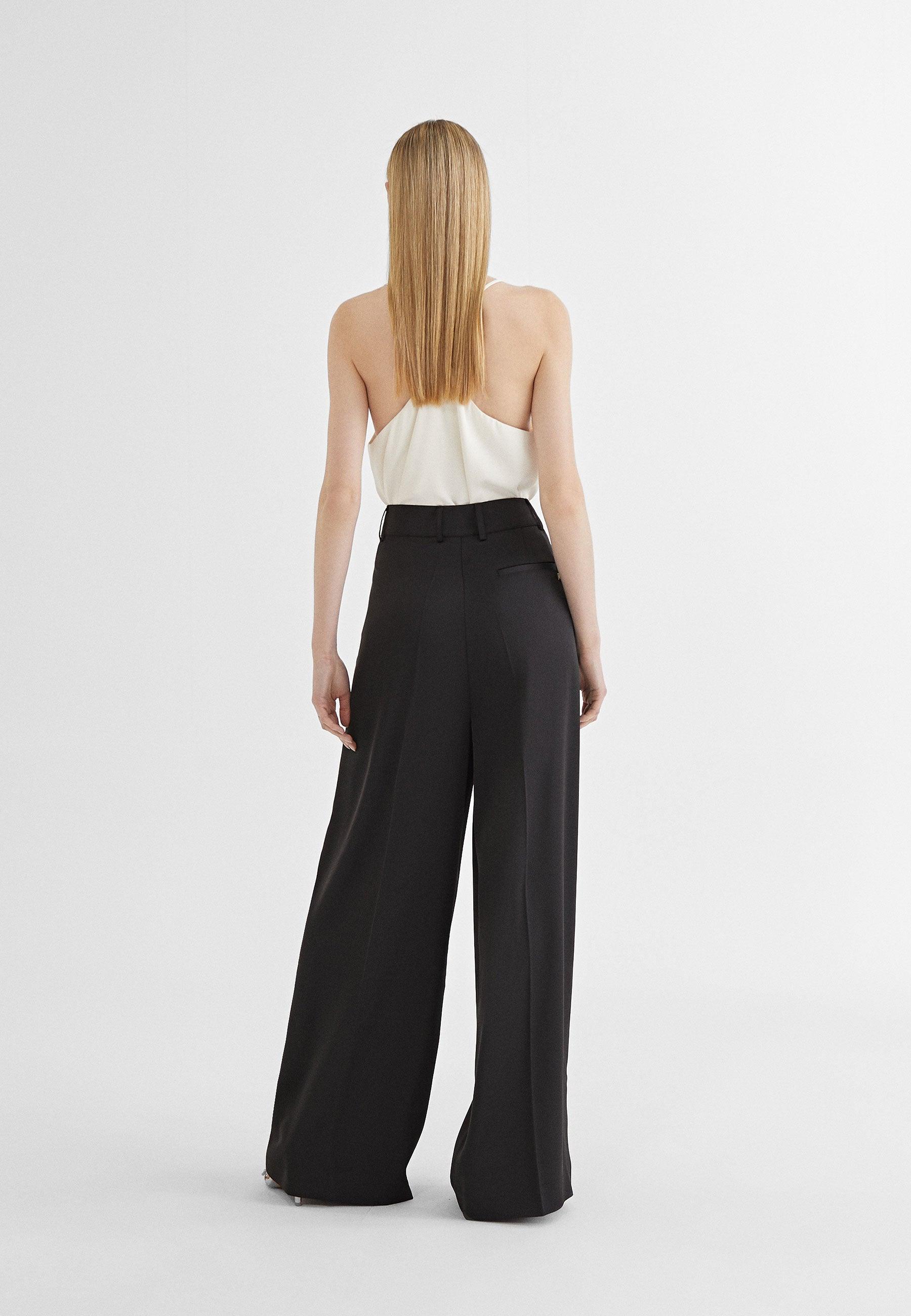 MS2414002-Black-Flowing darted trousers