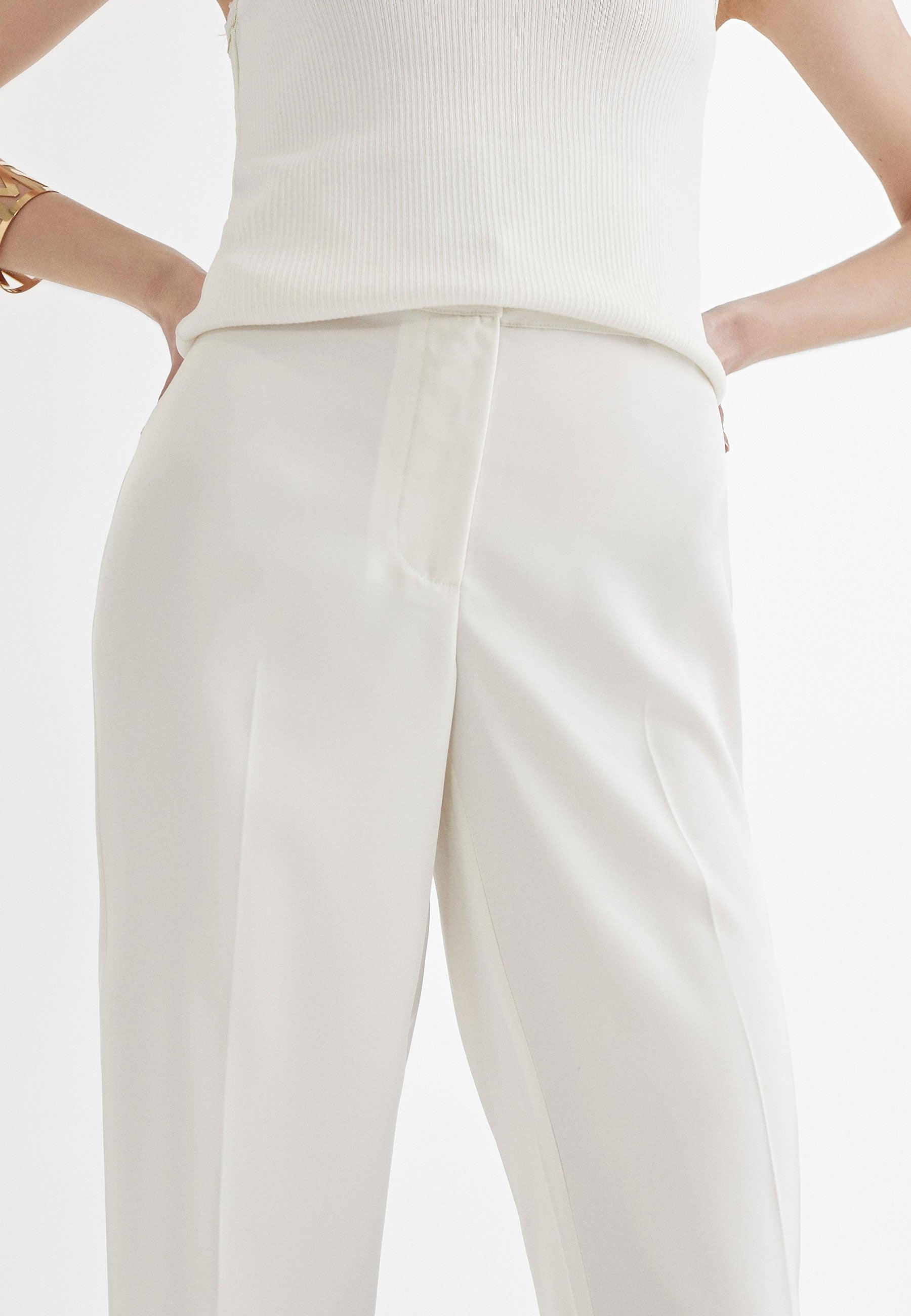 MS2414003-Ecru-Straight flowing trousers