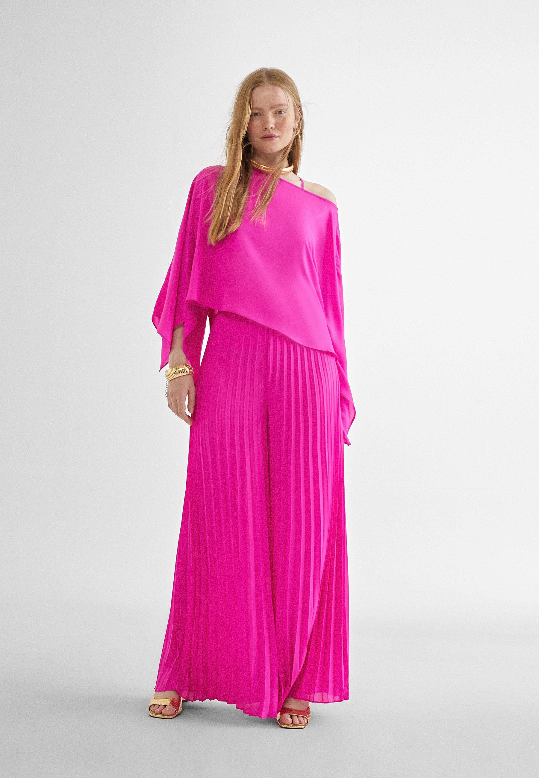 MS2414004-Fuchsia-Pleated trousers