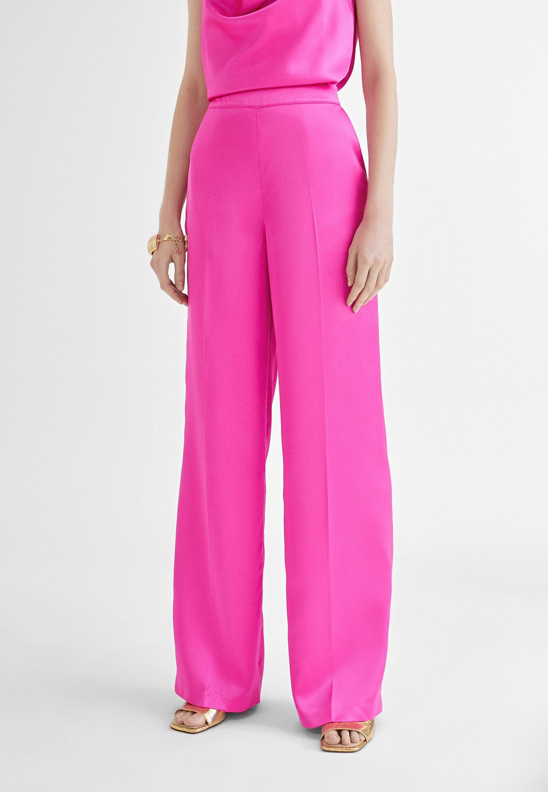 MS2414006-Fuchsia-Straight satin trousers