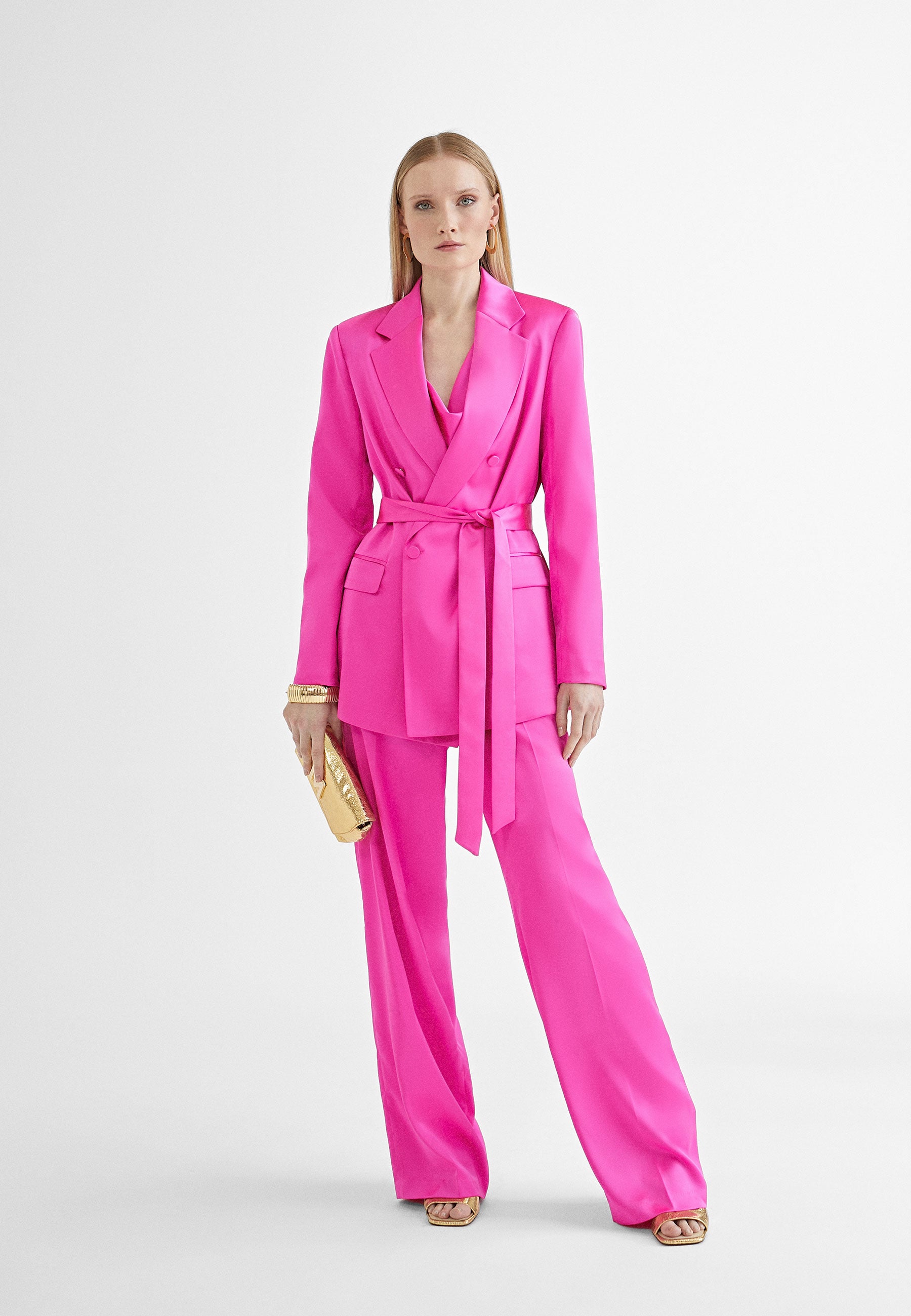 MS2414006-Fuchsia-Straight satin trousers