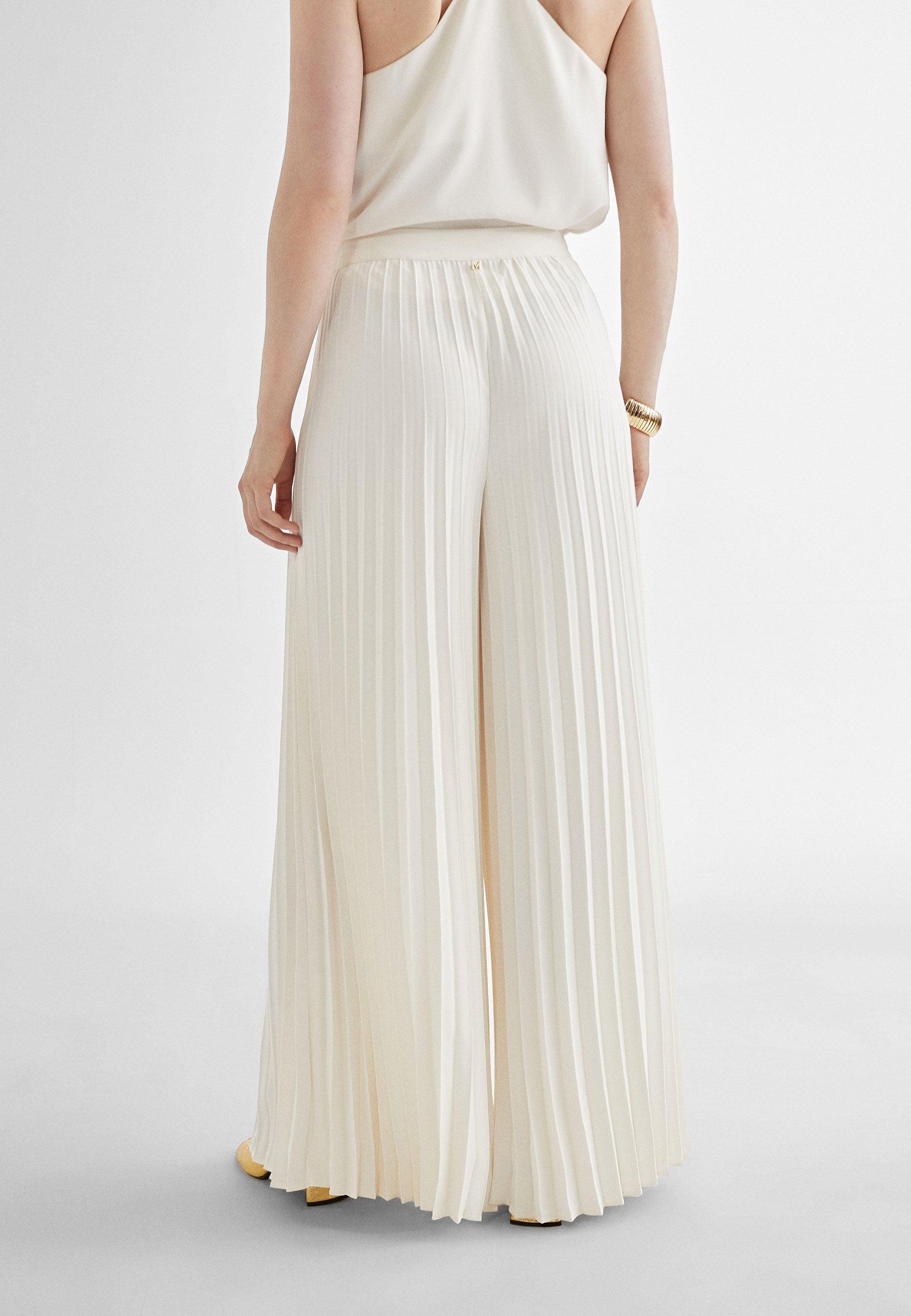 MS2414008-Ecru-Wide pleated trousers