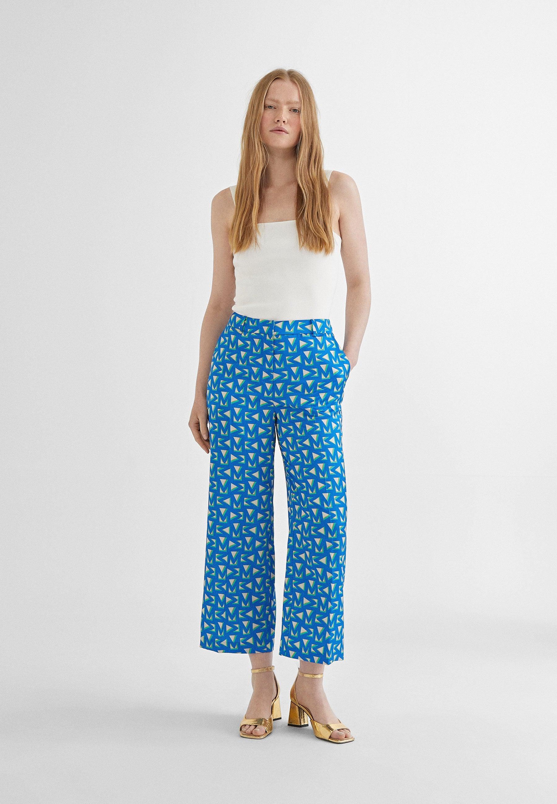 MS2414009-Electric-Blue-Monogrammed cropped trousers