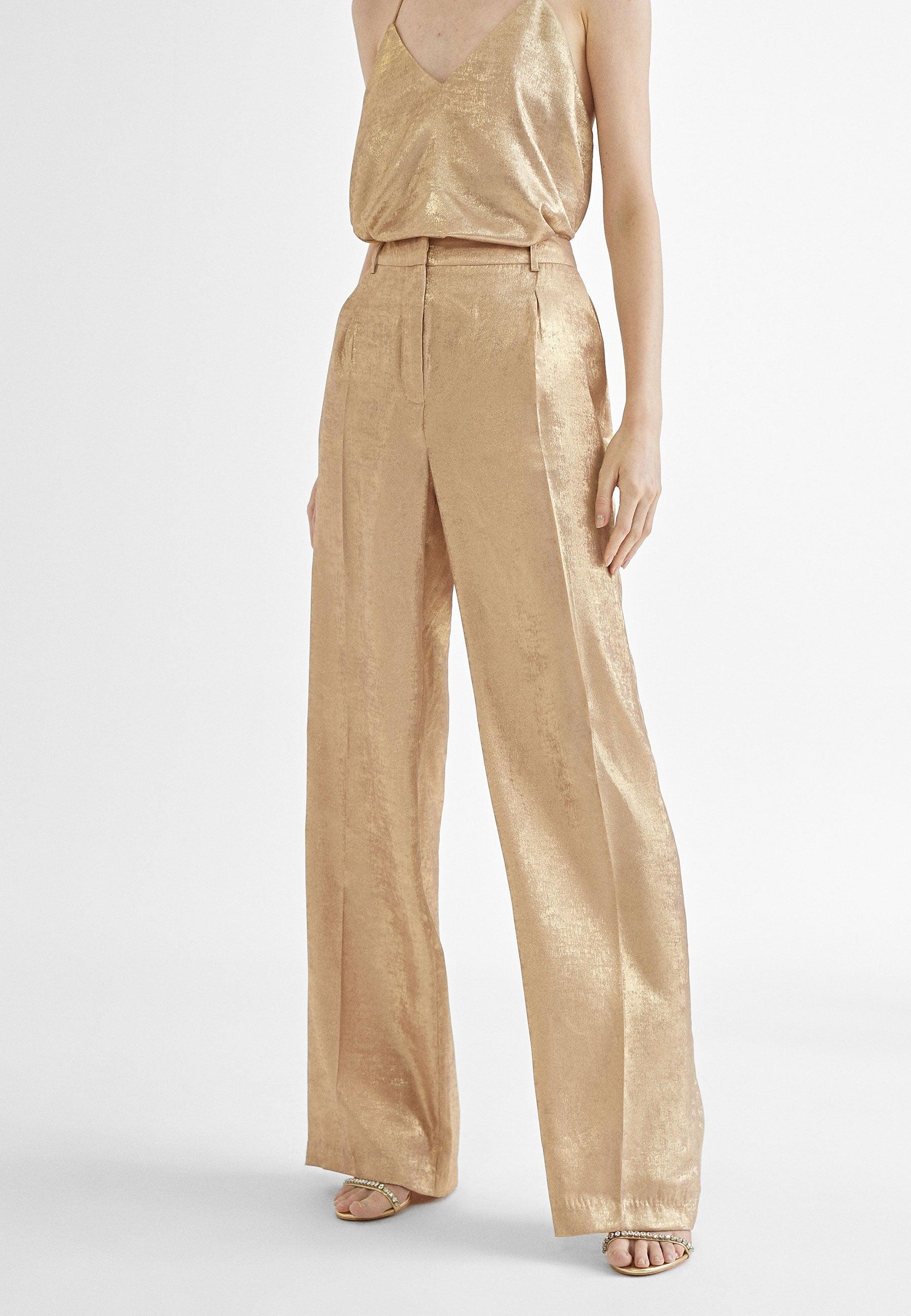 MS2414010-Gold-Straight iridescent trousers