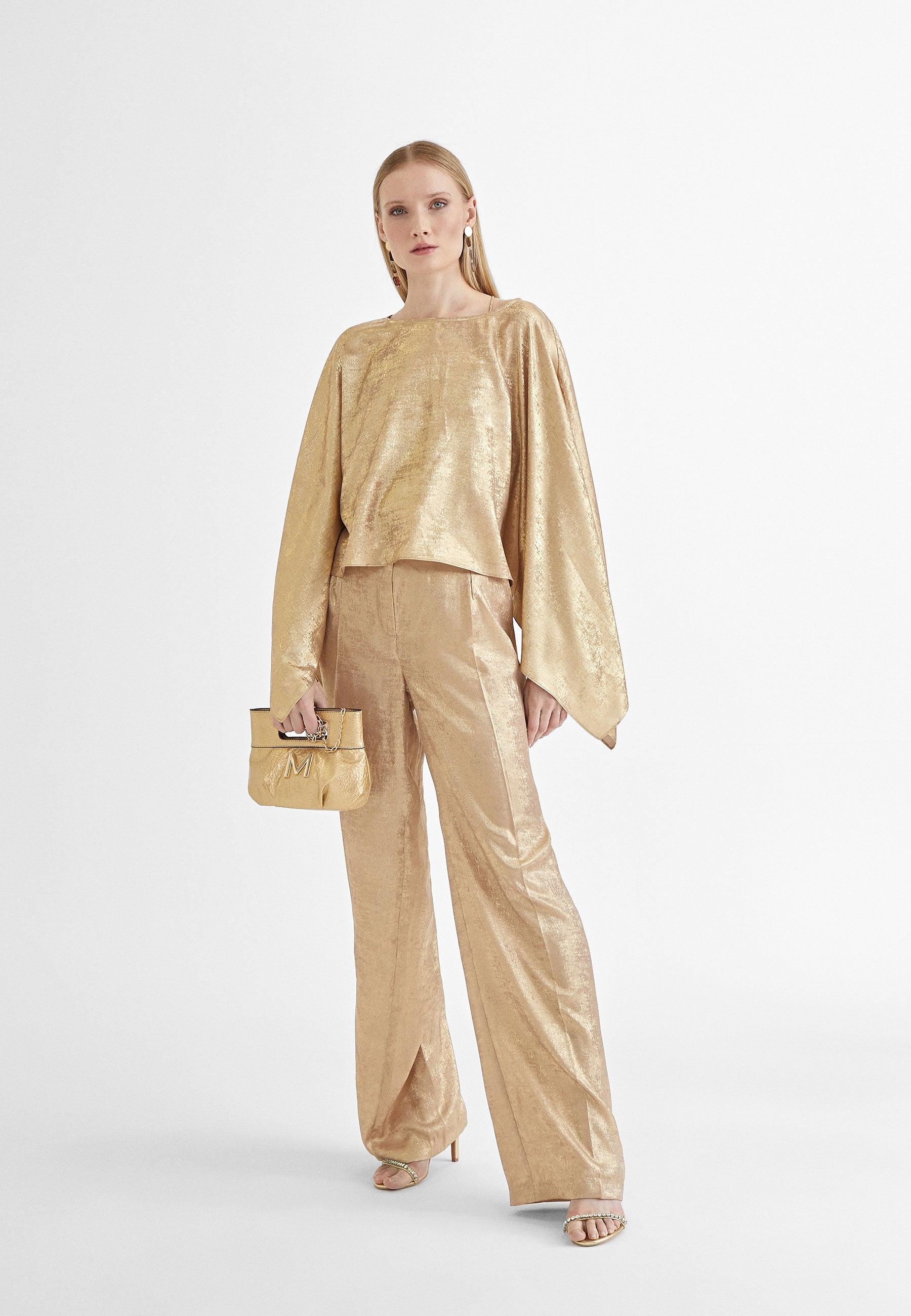 MS2414010-Gold-Straight iridescent trousers