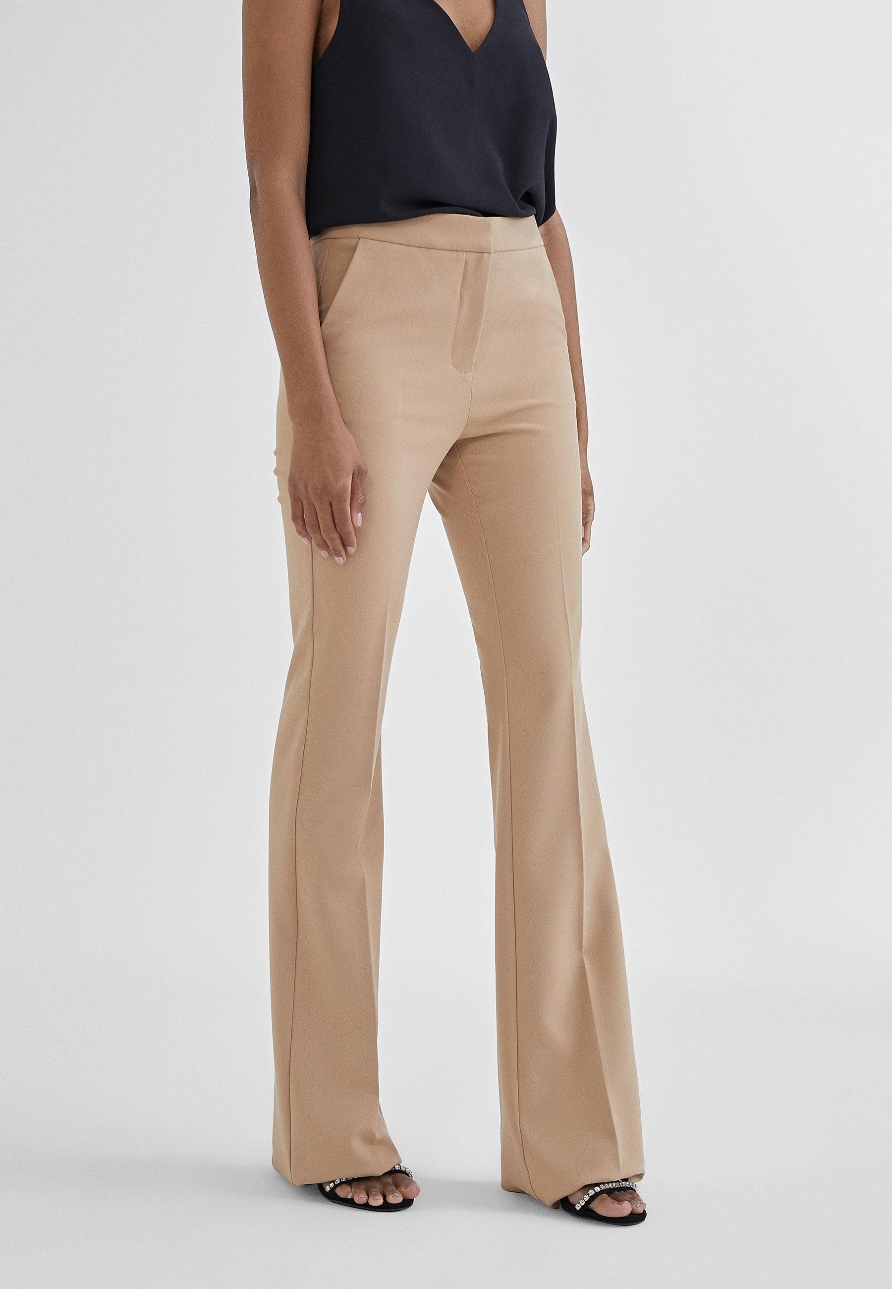 MS2414012-Beige-Fitted flared trousers