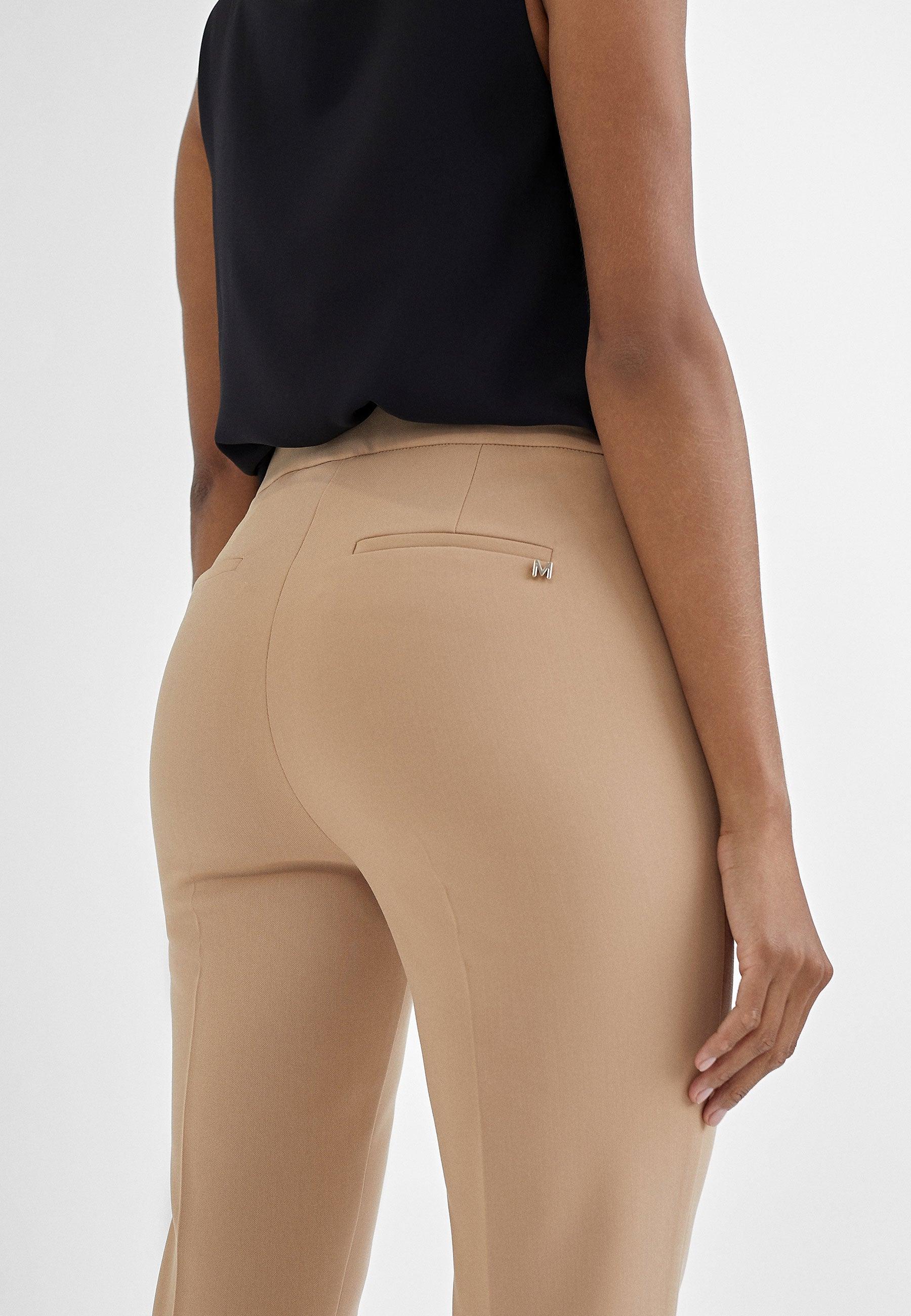 MS2414012-Beige-Fitted flared trousers